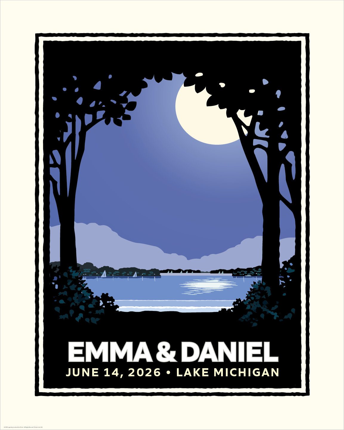 Moonlight on the Lake personalized event print