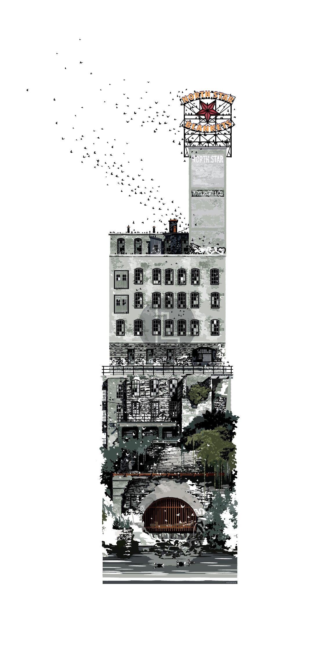 Landmark MN Birdhouse | North Star Blanket Building Minneapolis Limited Edition Art Print