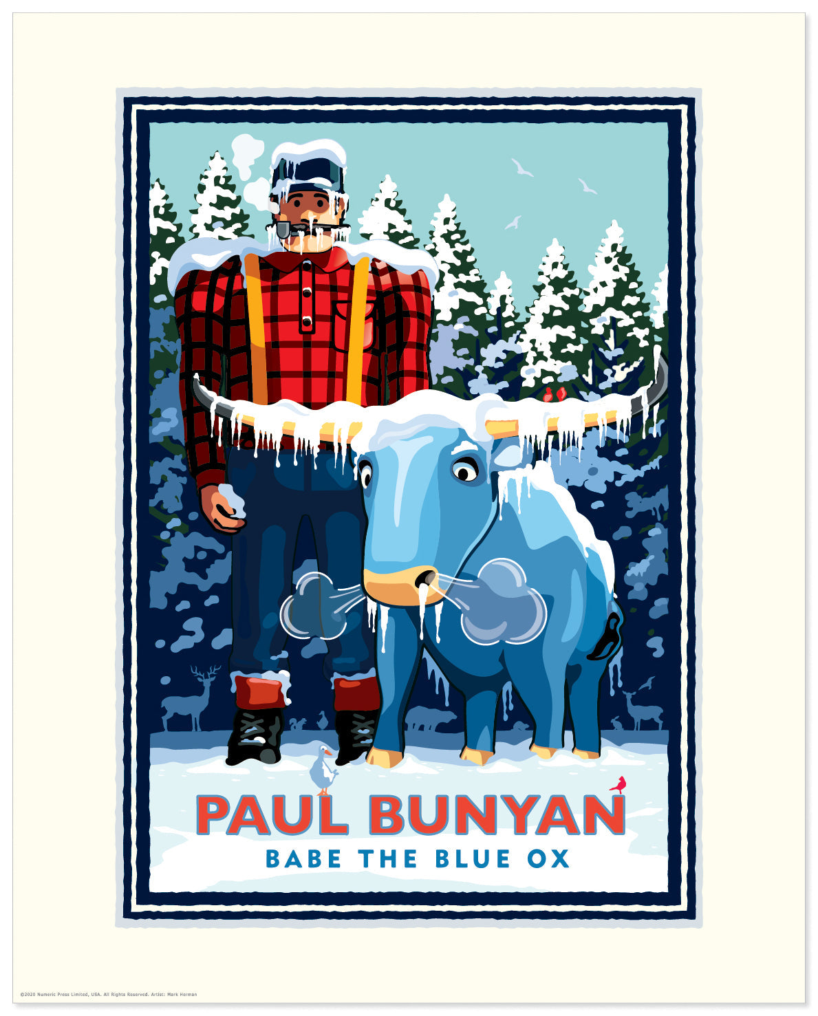 Paul Bunyan Winter Scene — Folded Card