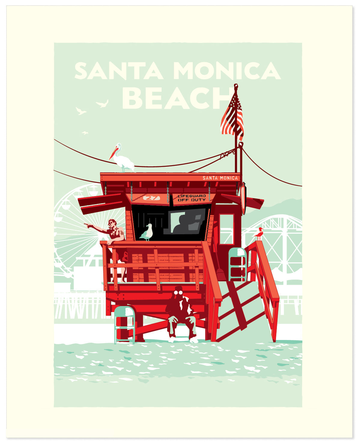 Santa Monica Beach Lifeguard Stand — California Art Print