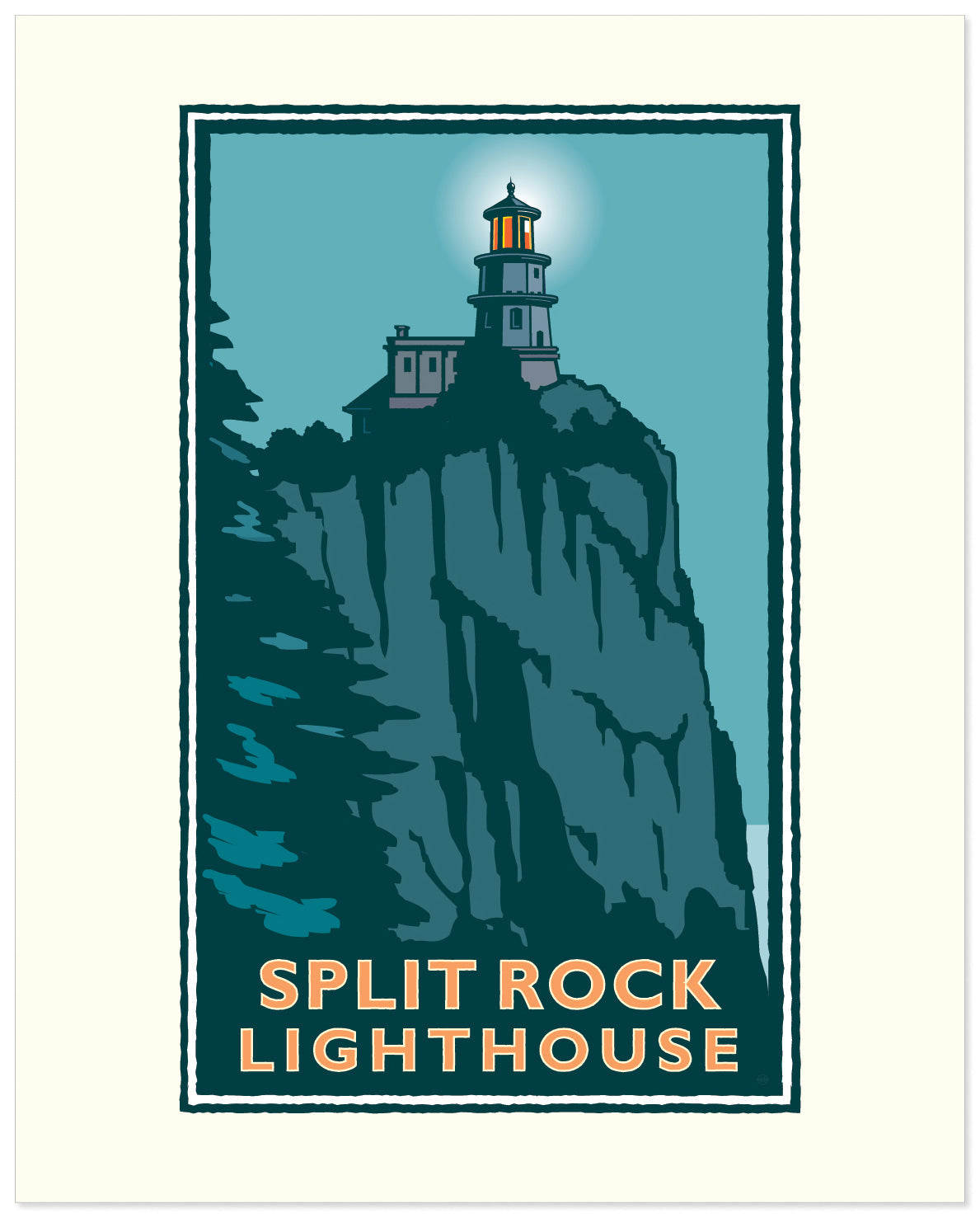 Split Rock Lighthouse Night North Shore — Folded Card