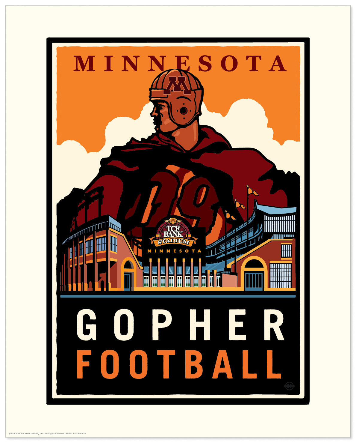 University of Minnesota Gopher Football — Folded Card