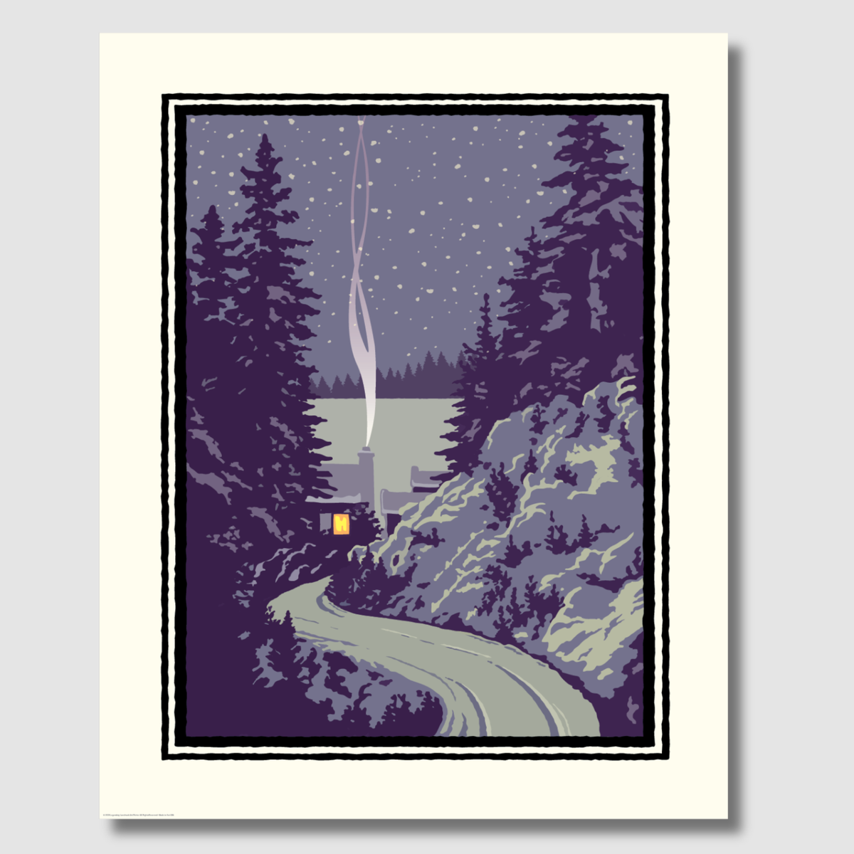 Pine Forest Cabin Winter Corporate Event Print (Customizable • 50+)