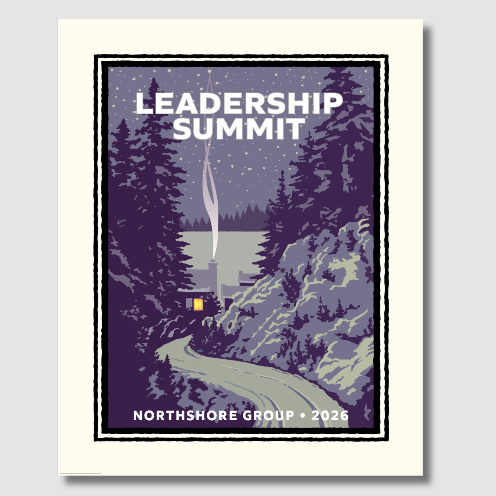 Pine Forest Cabin Winter Corporate Event Print (Customizable • 50+)