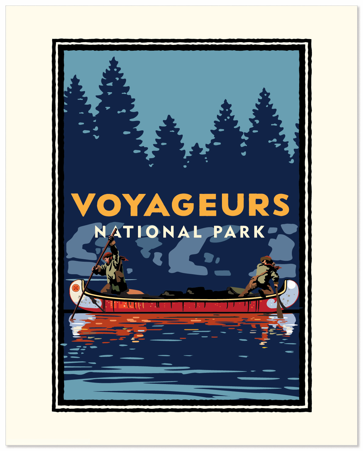 Voyageurs Canoe — National Parks Art Print