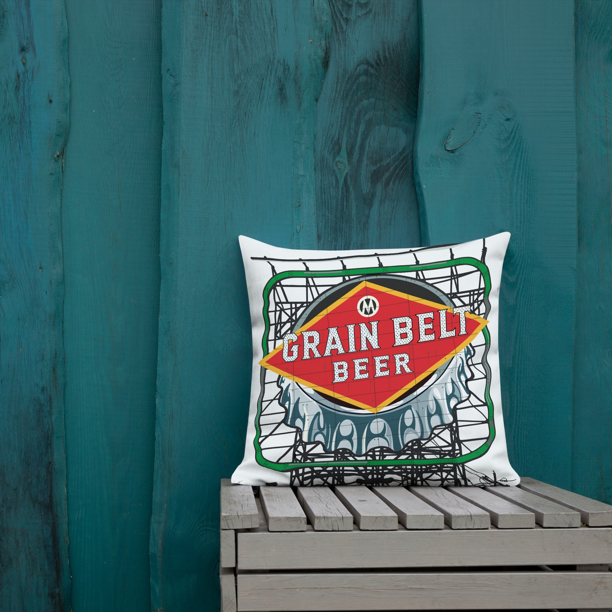 Grain Belt Sign Premium Throw Pillow