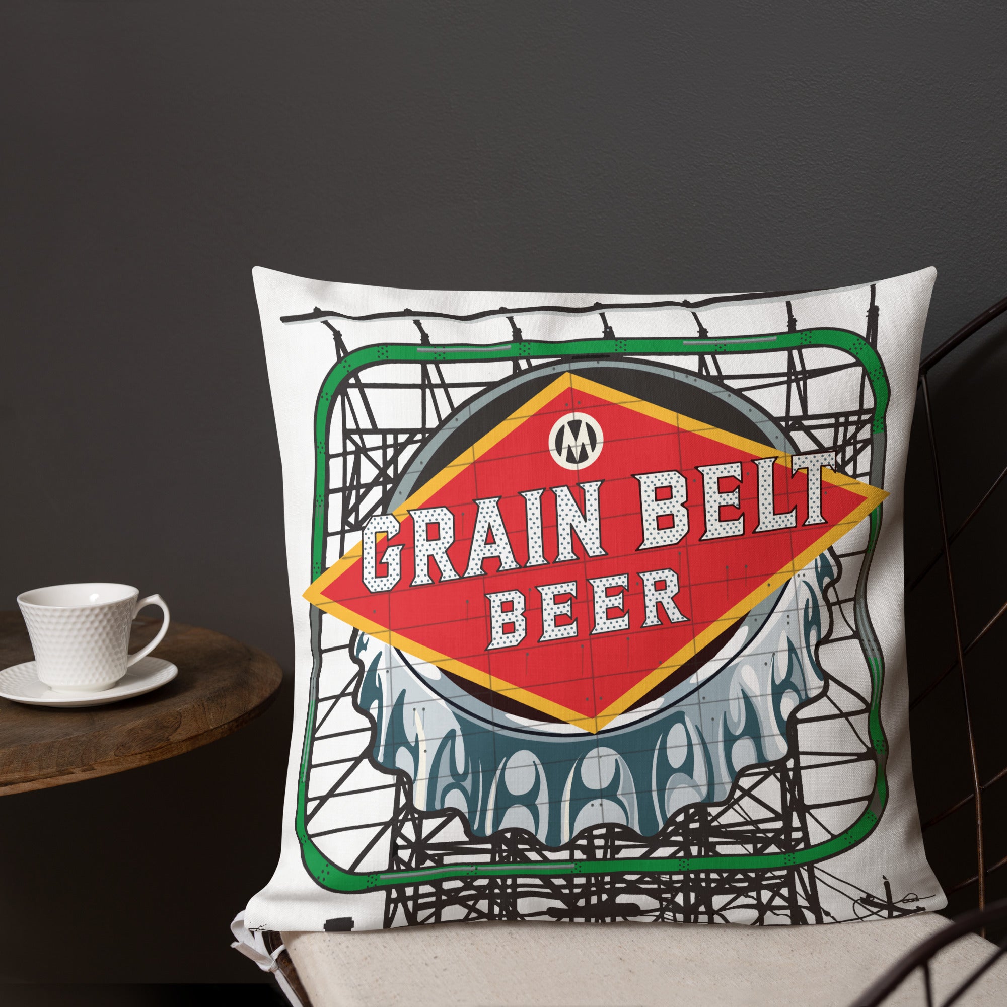 Grain Belt Sign Premium Throw Pillow