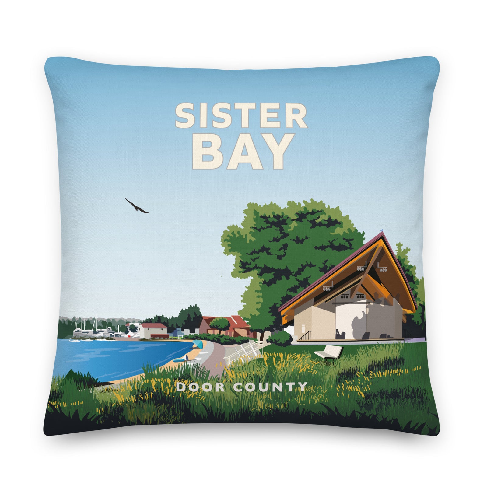 Landmark WI Sister Bay | Premium Throw Pillow