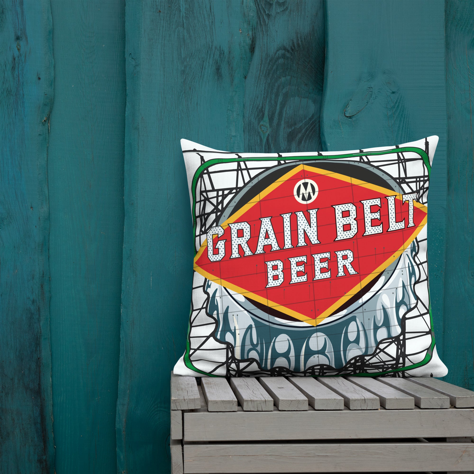 Grain Belt Sign Premium Throw Pillow