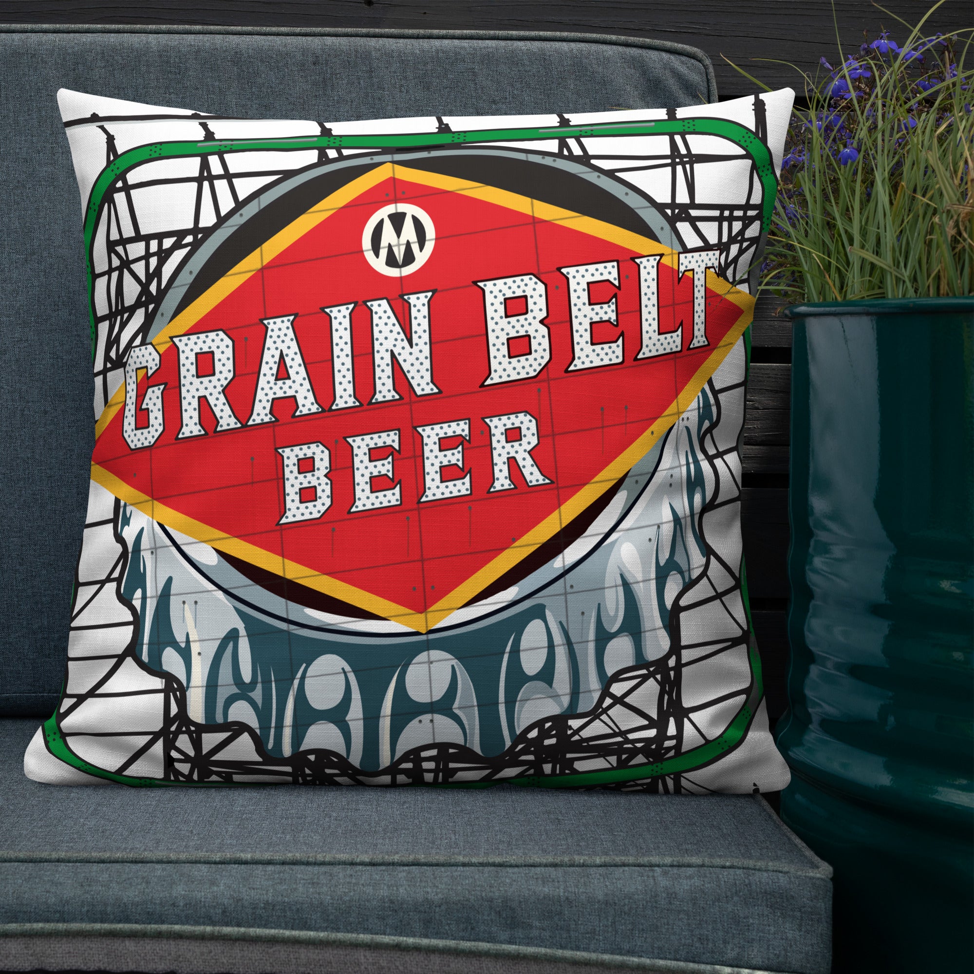 Grain Belt Sign Premium Throw Pillow