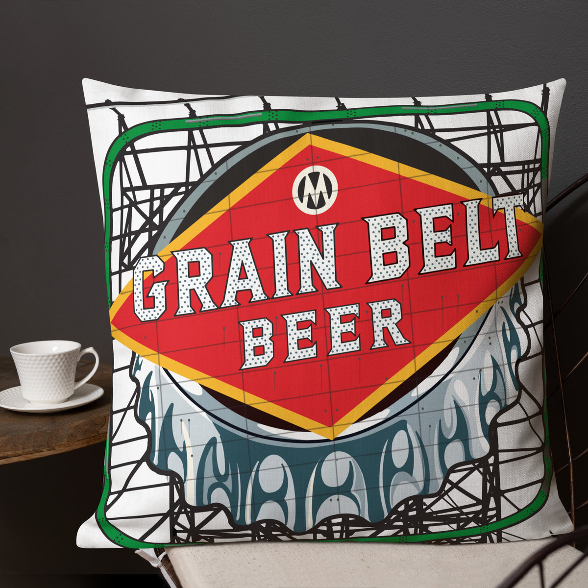 Grain Belt Sign Premium Throw Pillow