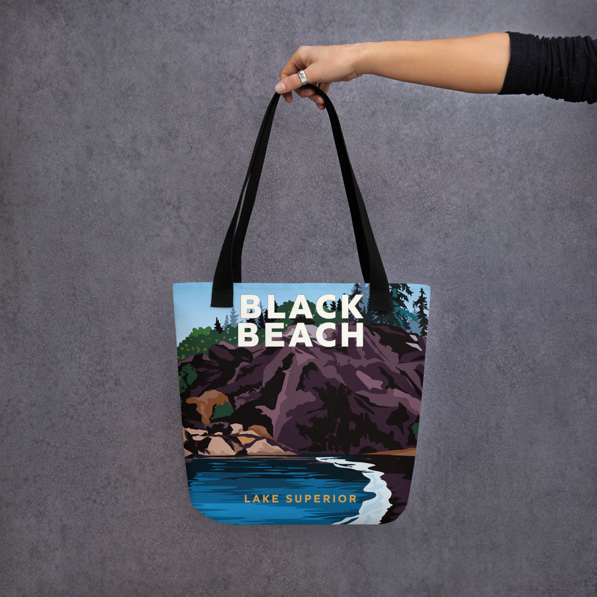 Landmark MN | Black Beach Tote bag