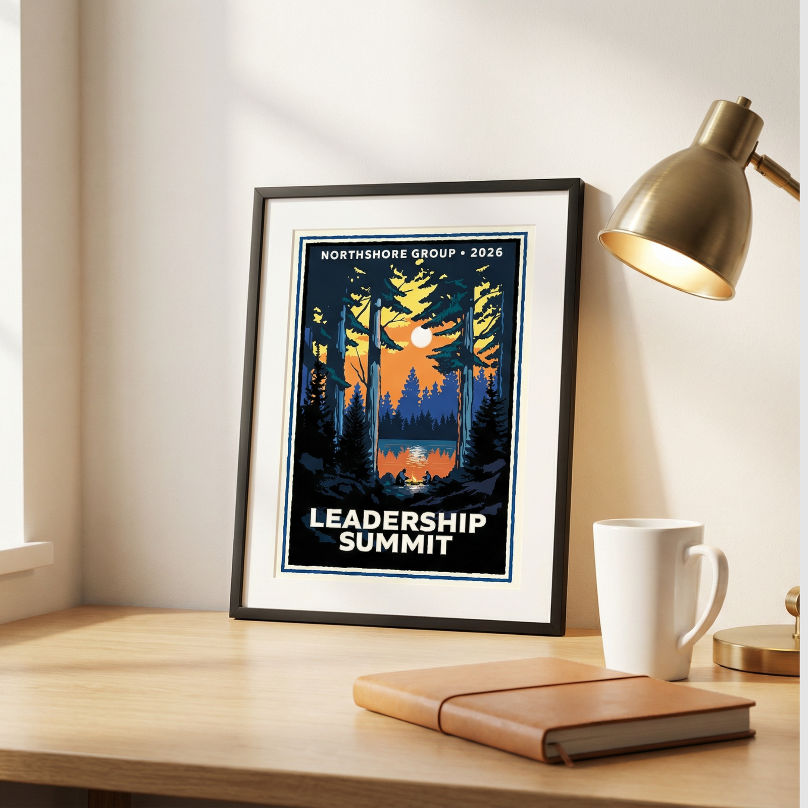 Bonfire Campsite Corporate Event Print — Customizable (50+ Bulk Orders)