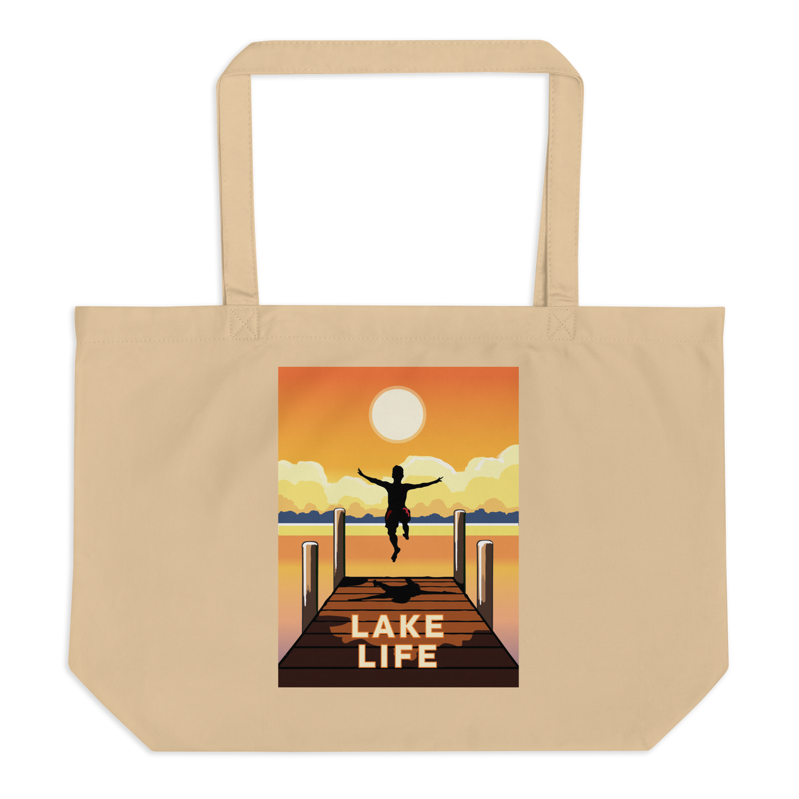 Lake Life on Large Organic Tote Bag
