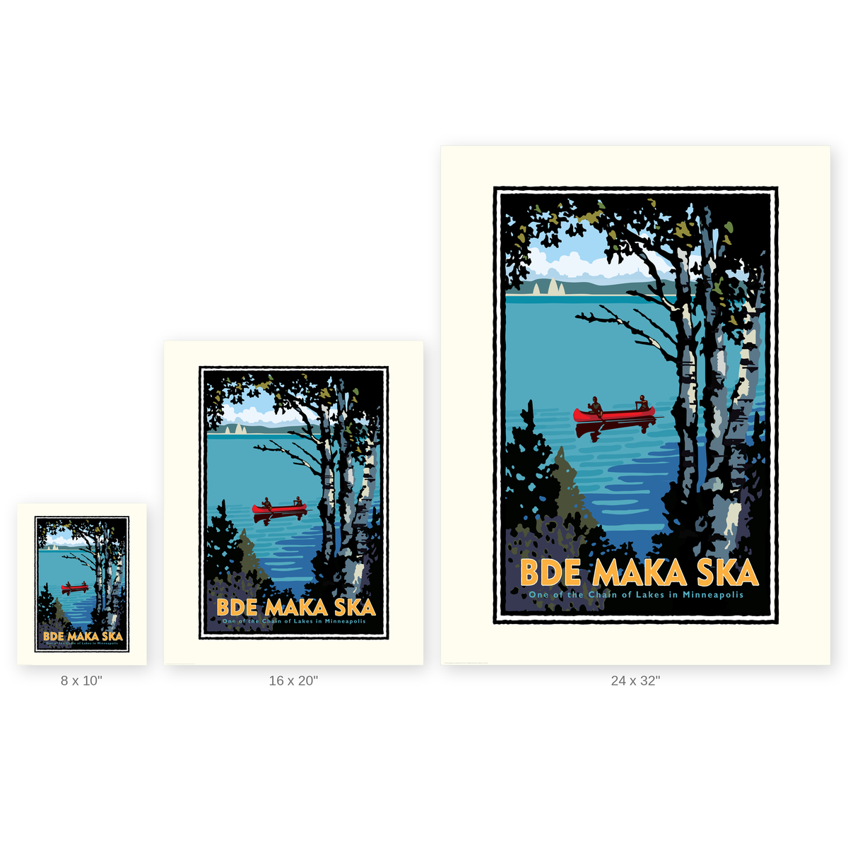 Minneapolis Chain of Lakes Art – Set of 3 Prints
