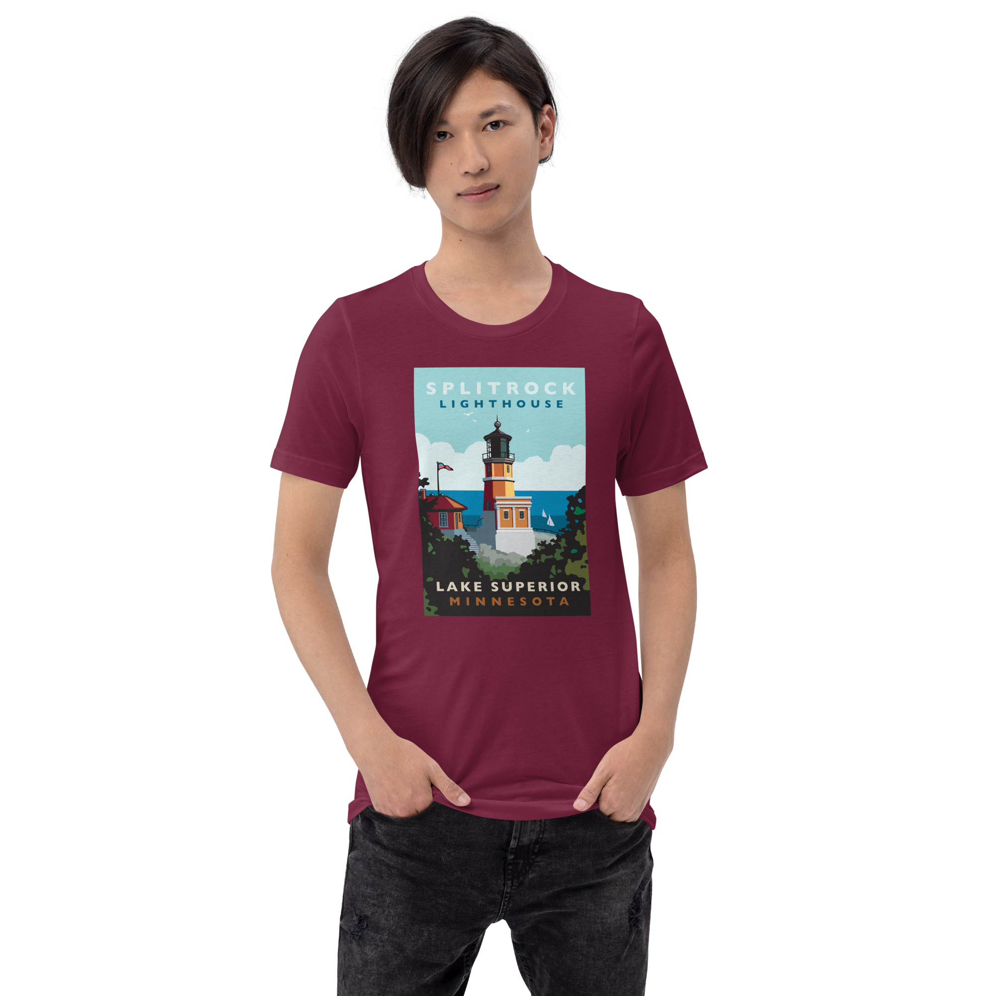 Landmark MN | Split Rock Lighthouse on White Unisex T-Shirt