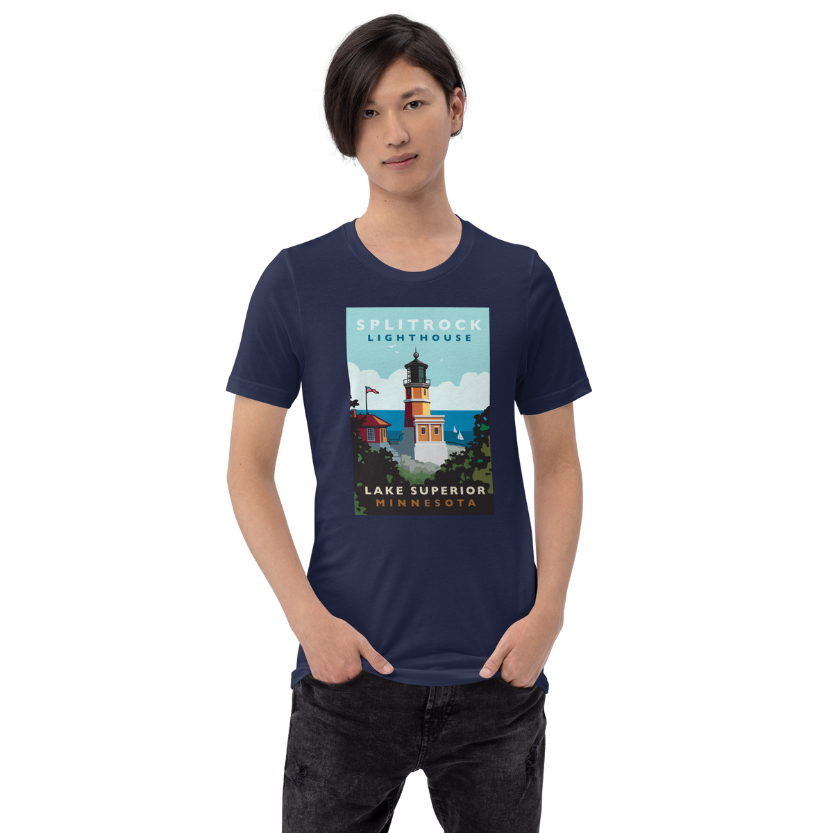Landmark MN | Split Rock Lighthouse on White Unisex T-Shirt