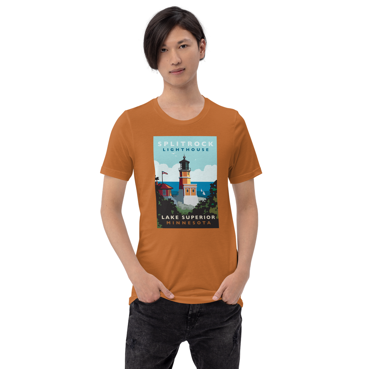 Landmark MN | Split Rock Lighthouse on White Unisex T-Shirt