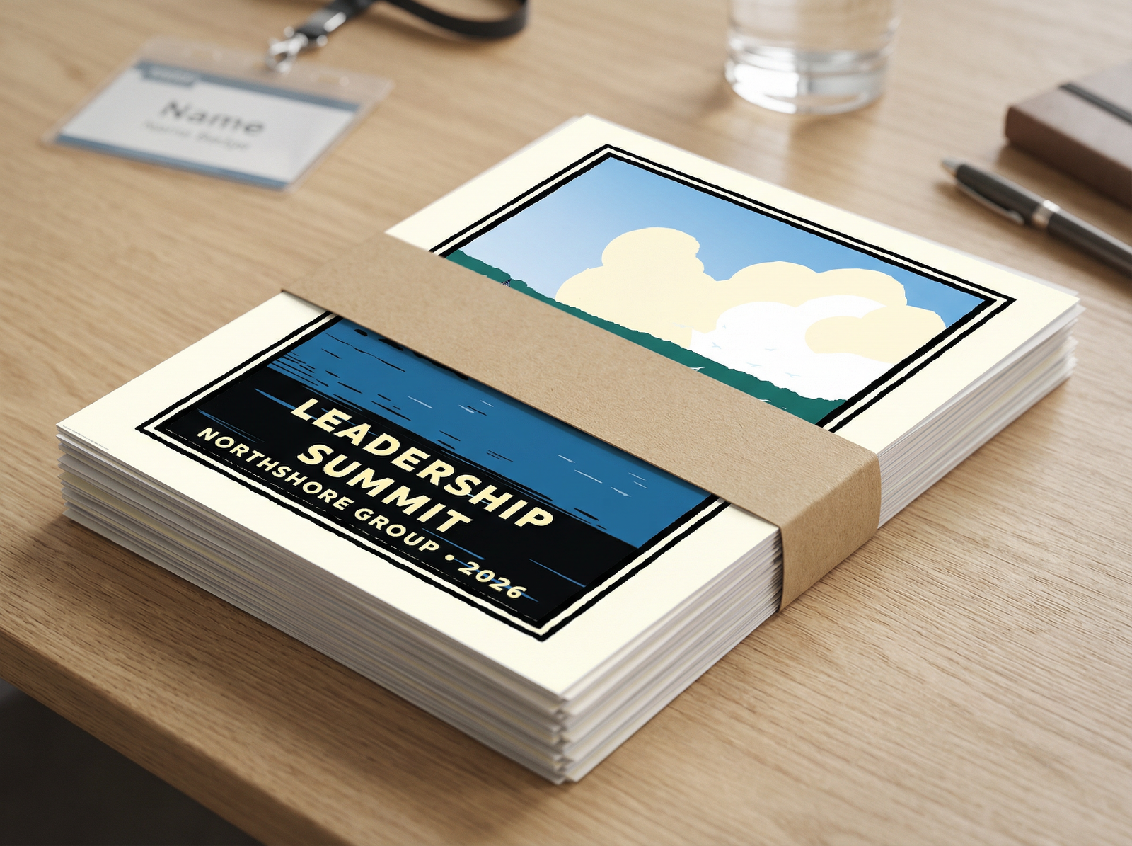 Classic Wooden Speedboat Corporate Event Print — Customizable (50+ Bulk Orders)