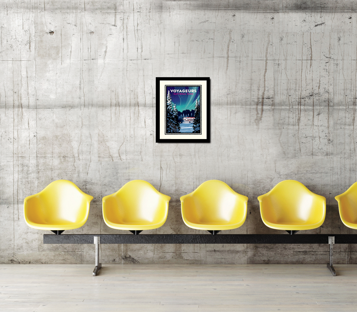 Landmark National Parks | Voyageurs Kettle Falls Winter Aurora Borealis Art Print