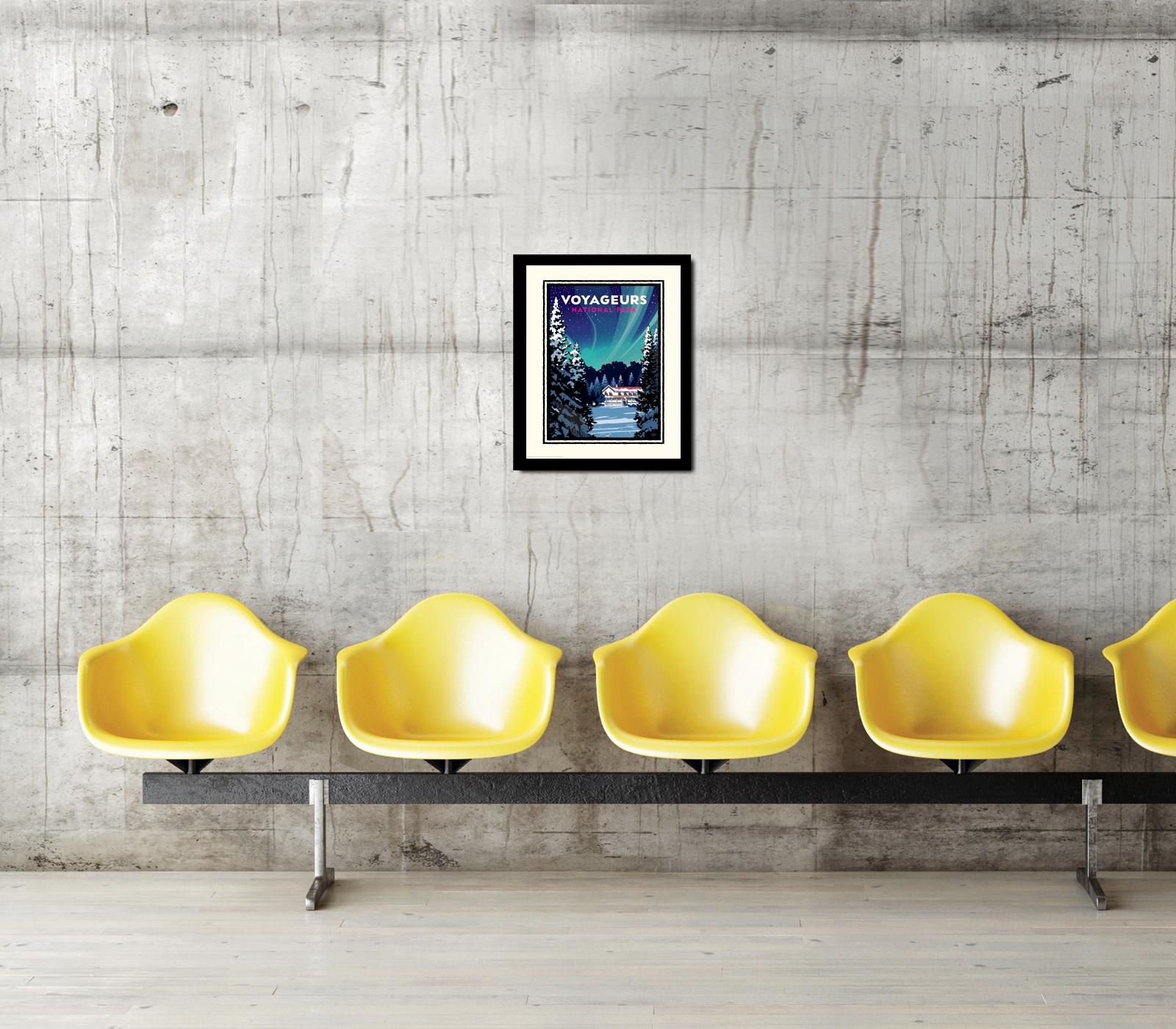 Landmark National Parks | Voyageurs Kettle Falls Winter Aurora Borealis Art Print