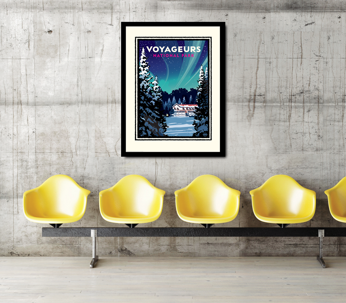 Landmark National Parks | Voyageurs Kettle Falls Winter Aurora Borealis Art Print