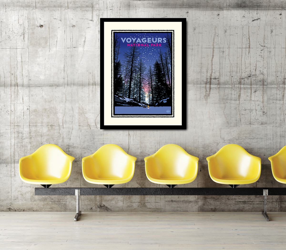 Landmark National Parks | Voyageurs Winter Camp Fire Art Print