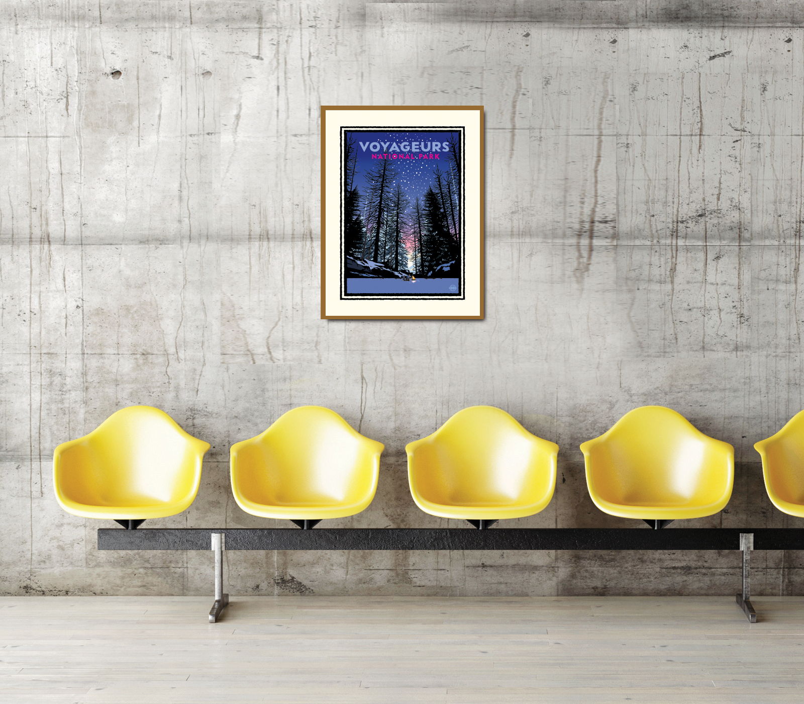 Landmark National Parks | Voyageurs Winter Camp Fire Art Print
