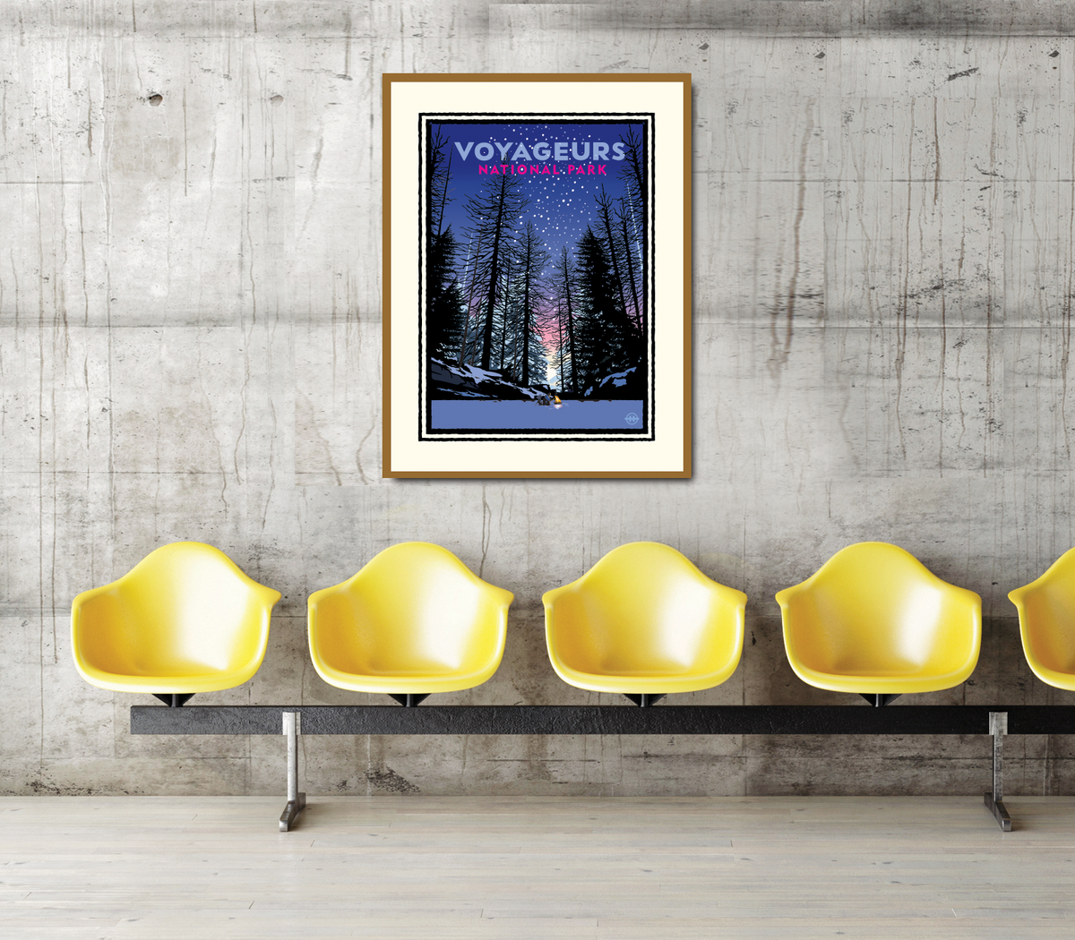 Landmark National Parks | Voyageurs Winter Camp Fire Art Print