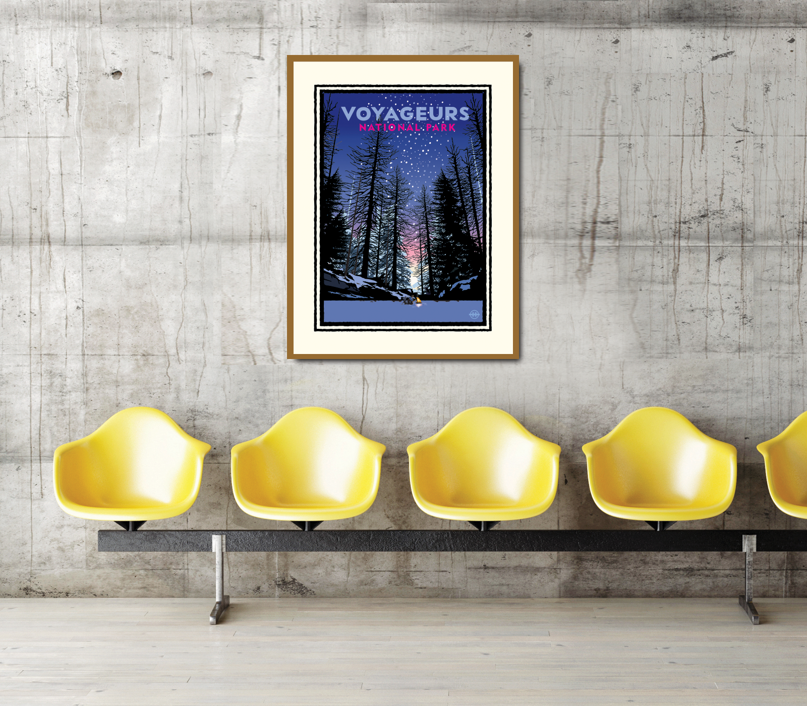 Landmark National Parks | Voyageurs Winter Camp Fire Art Print