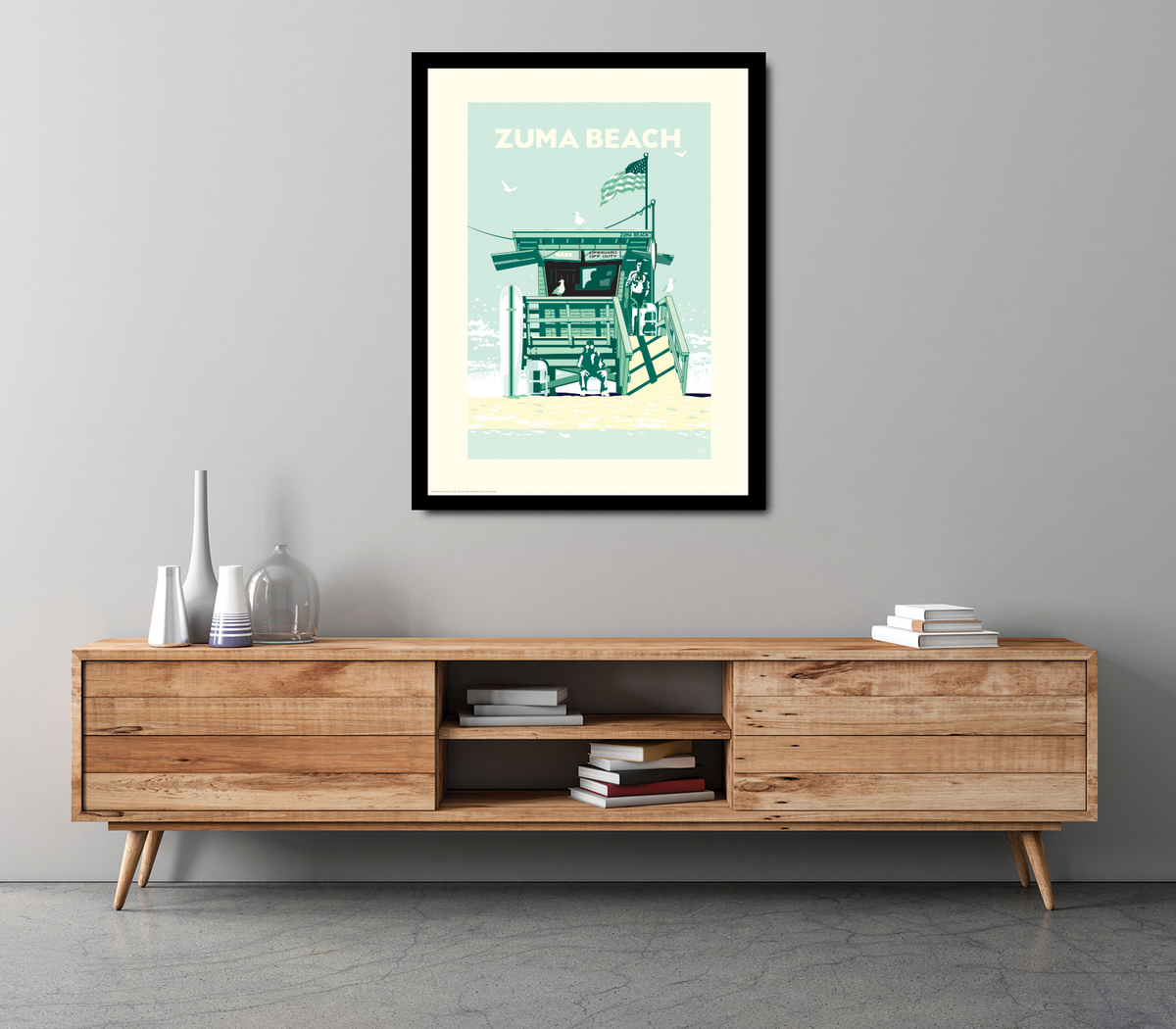 Landmark CA | Lifeguard Stand Zuma Beach Giclee Print