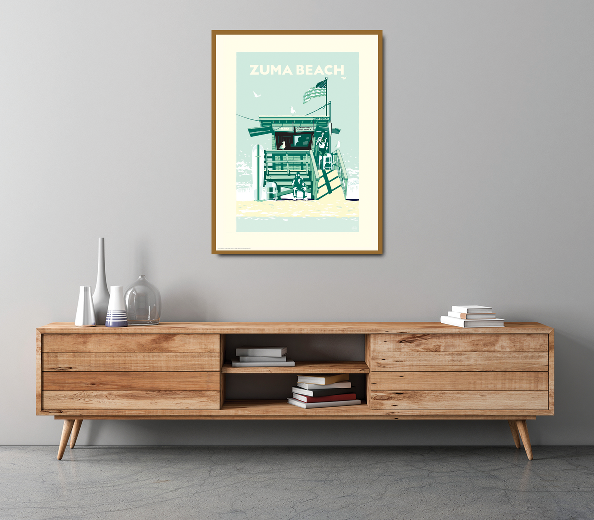 Landmark CA | Lifeguard Stand Zuma Beach Giclee Print