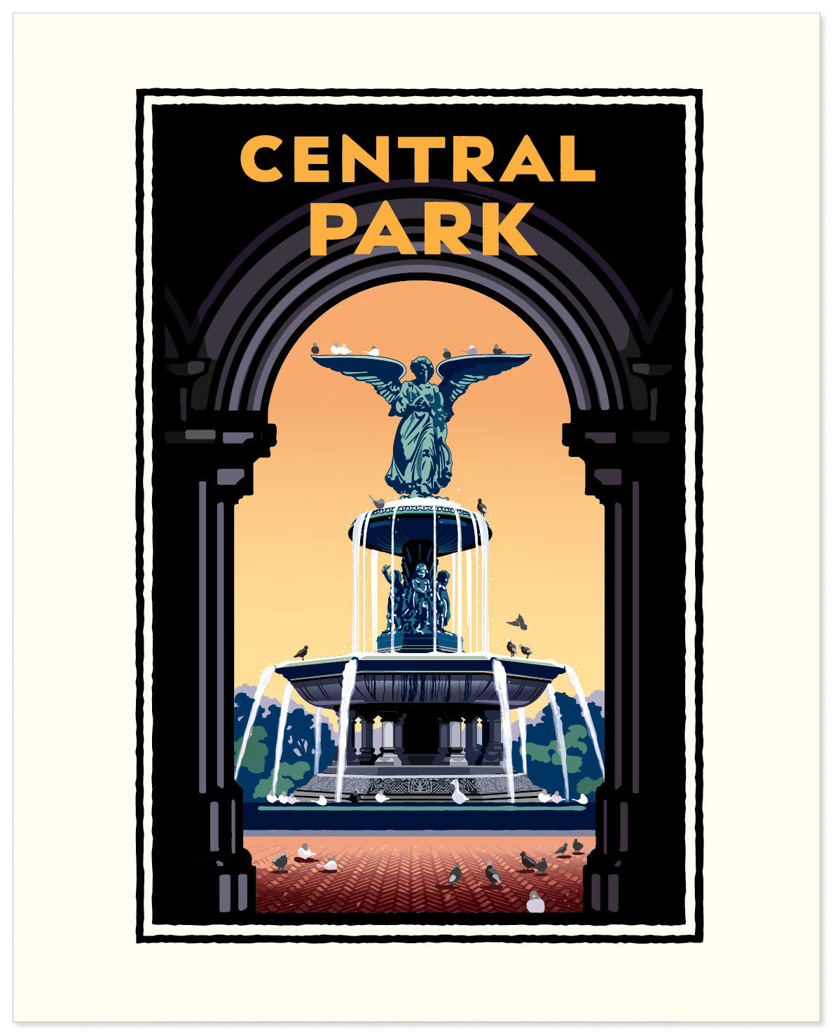 Landmark NY | Central Park Fountain Summer NYC Art Print