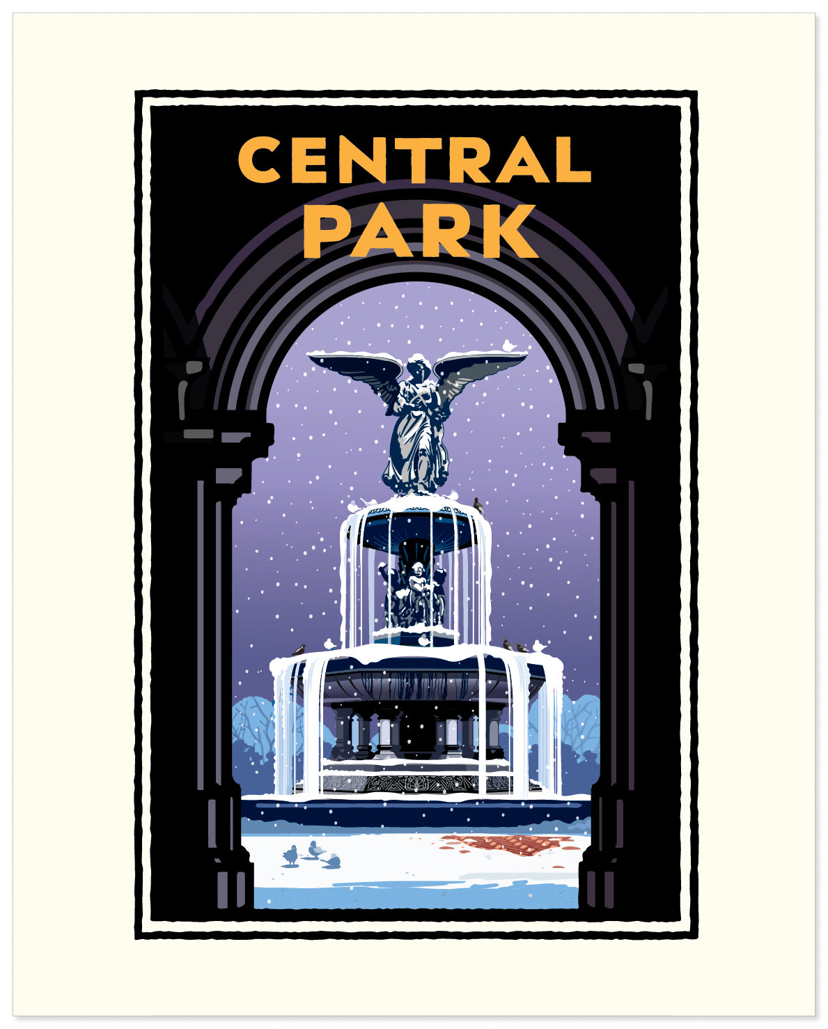 Landmark NY | Central Park Fountain Winter NYC Art Print
