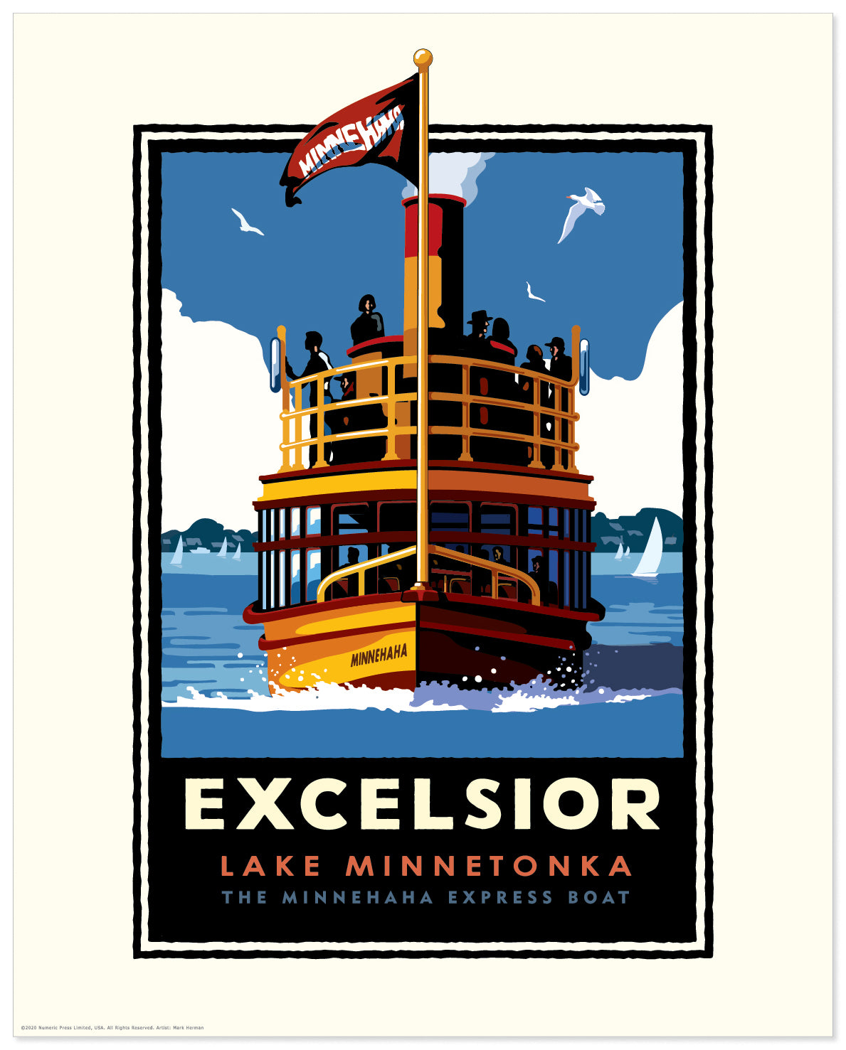 Landmark MN | Lake Minnetonka Excelsior Ferry Art Print