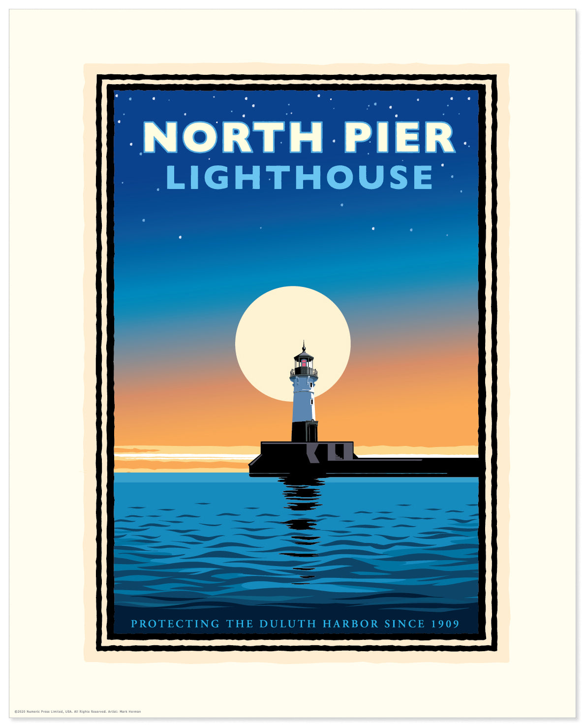 Landmark MN | Lake Superior North Pier Lighthouse Art Print