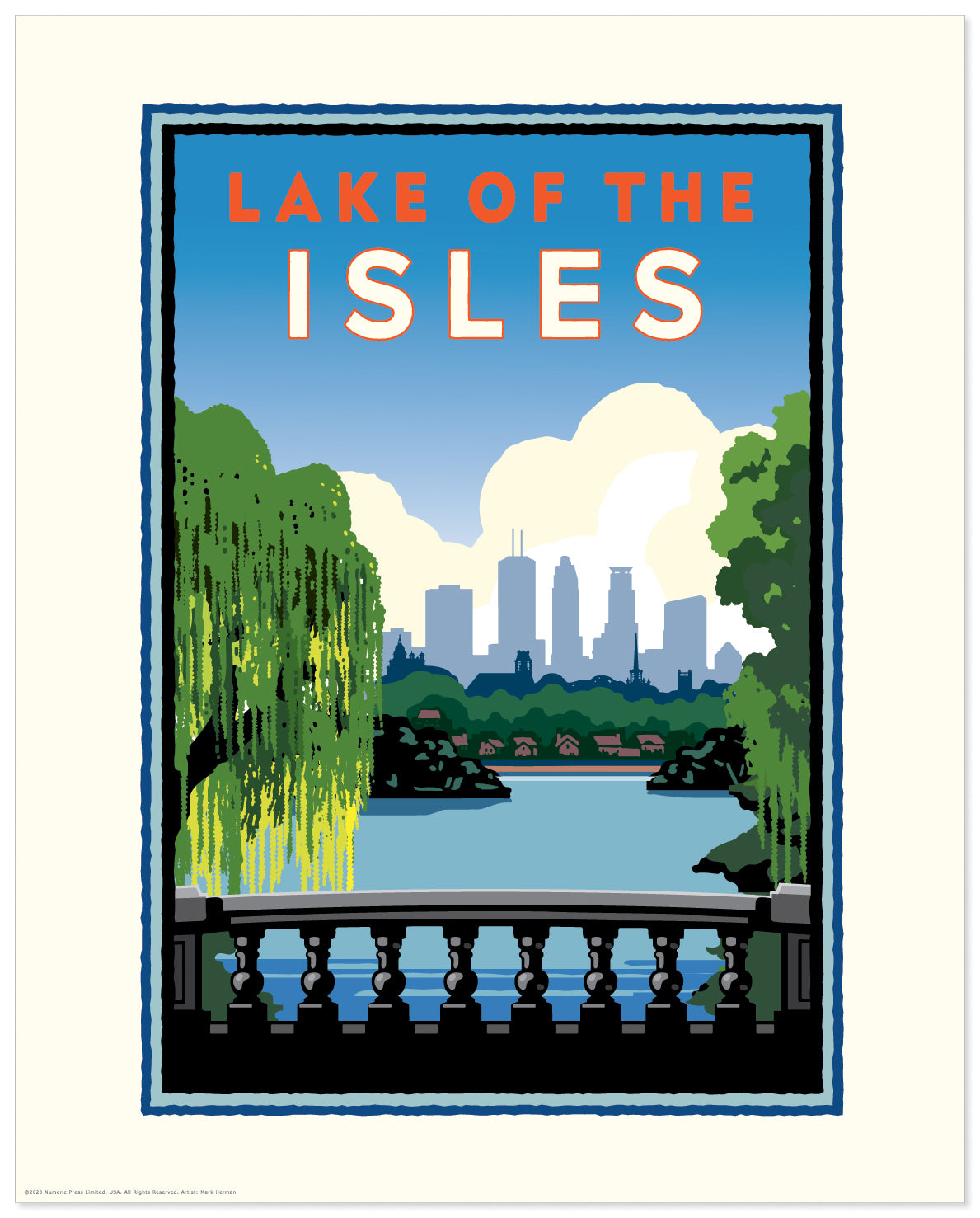Landmark MN | Lake of the Isles Cityview Minneapolis Art Print
