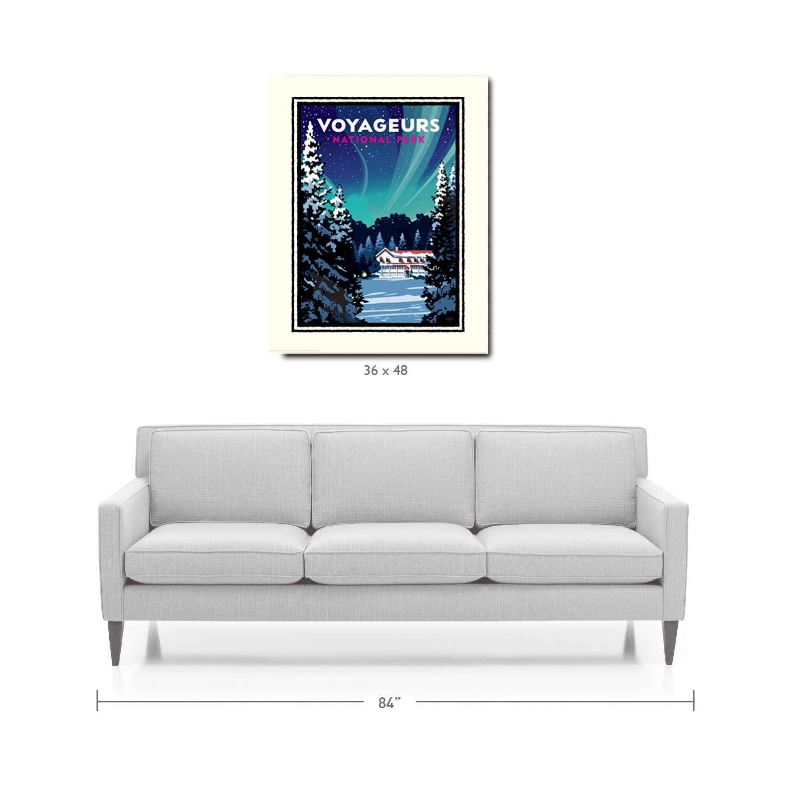 Landmark National Parks | Voyageurs Kettle Falls Winter Aurora Borealis Art Print