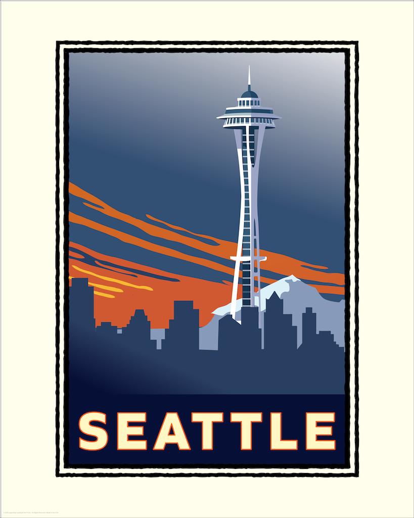 Seattle Skyline Poster Featuring the Space Needle in Seattle 