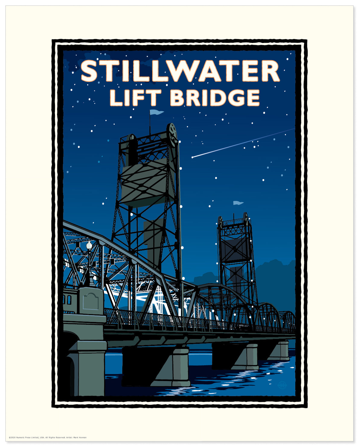 Stillwater Lift Bridge Night — Minnesota Art Print