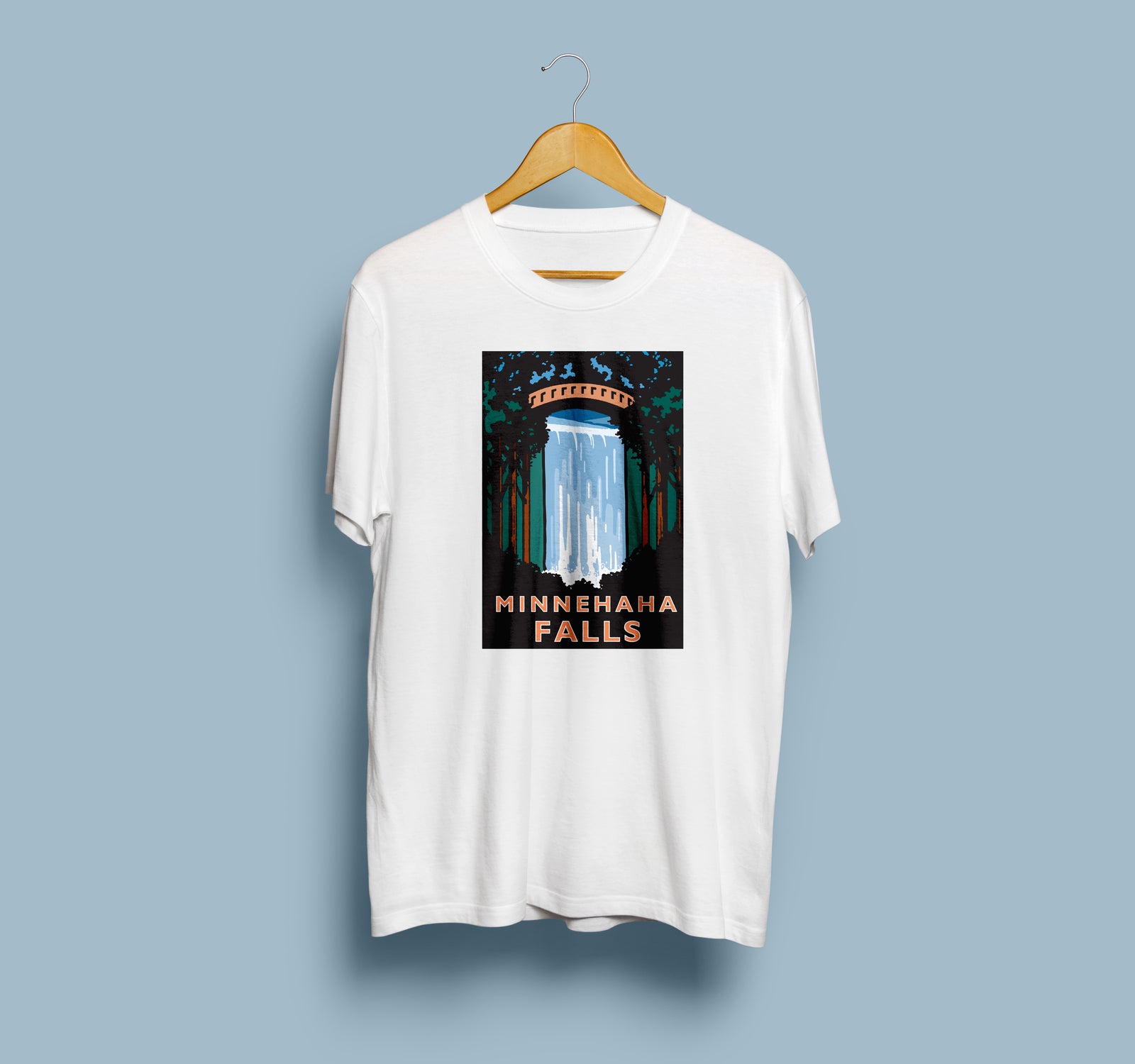 Landmark MN | Minnehaha Falls on White Unisex T-Shirt