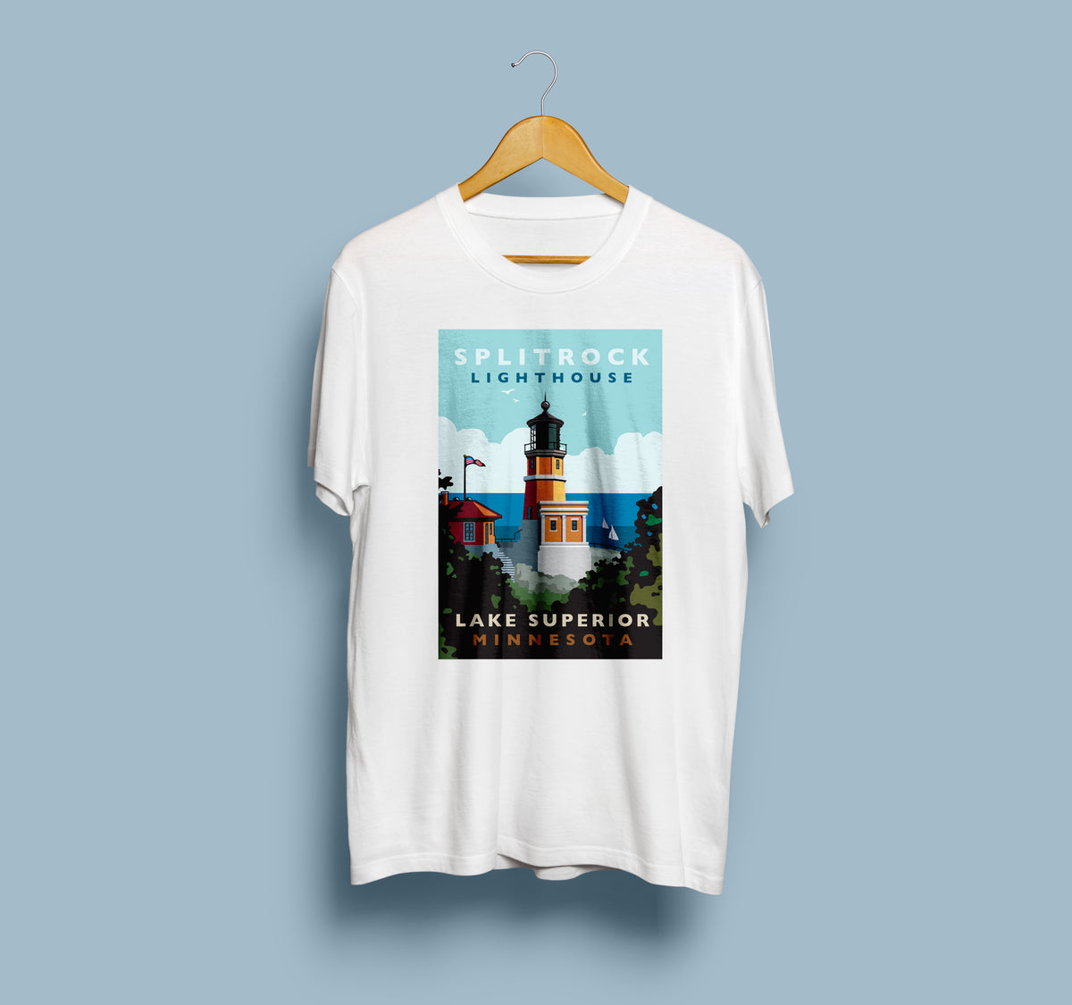 Landmark MN | Split Rock Lighthouse on White Unisex T-Shirt