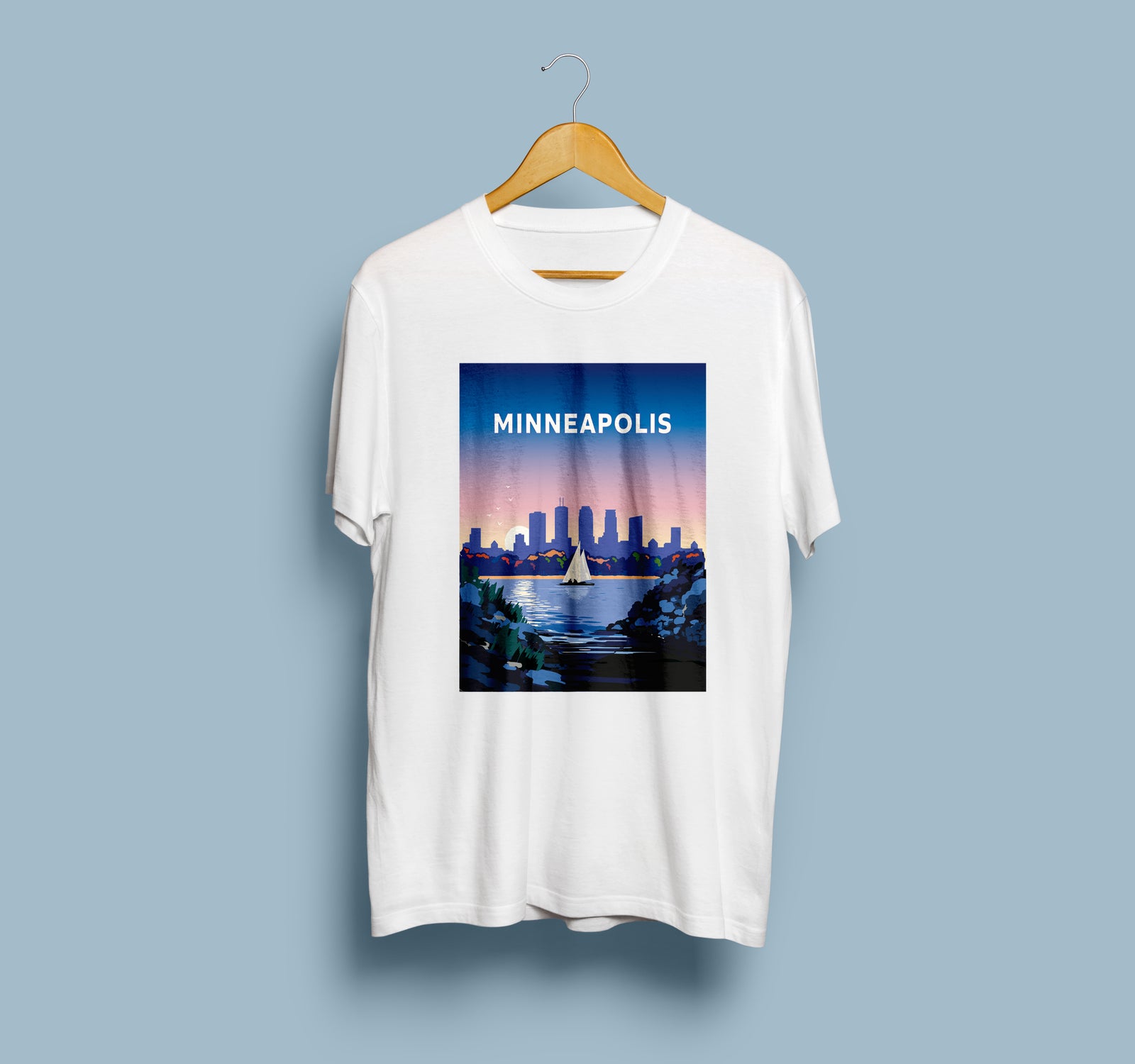 Landmark MN | Minneapolis Sunset Sail on White Unisex t-shirt