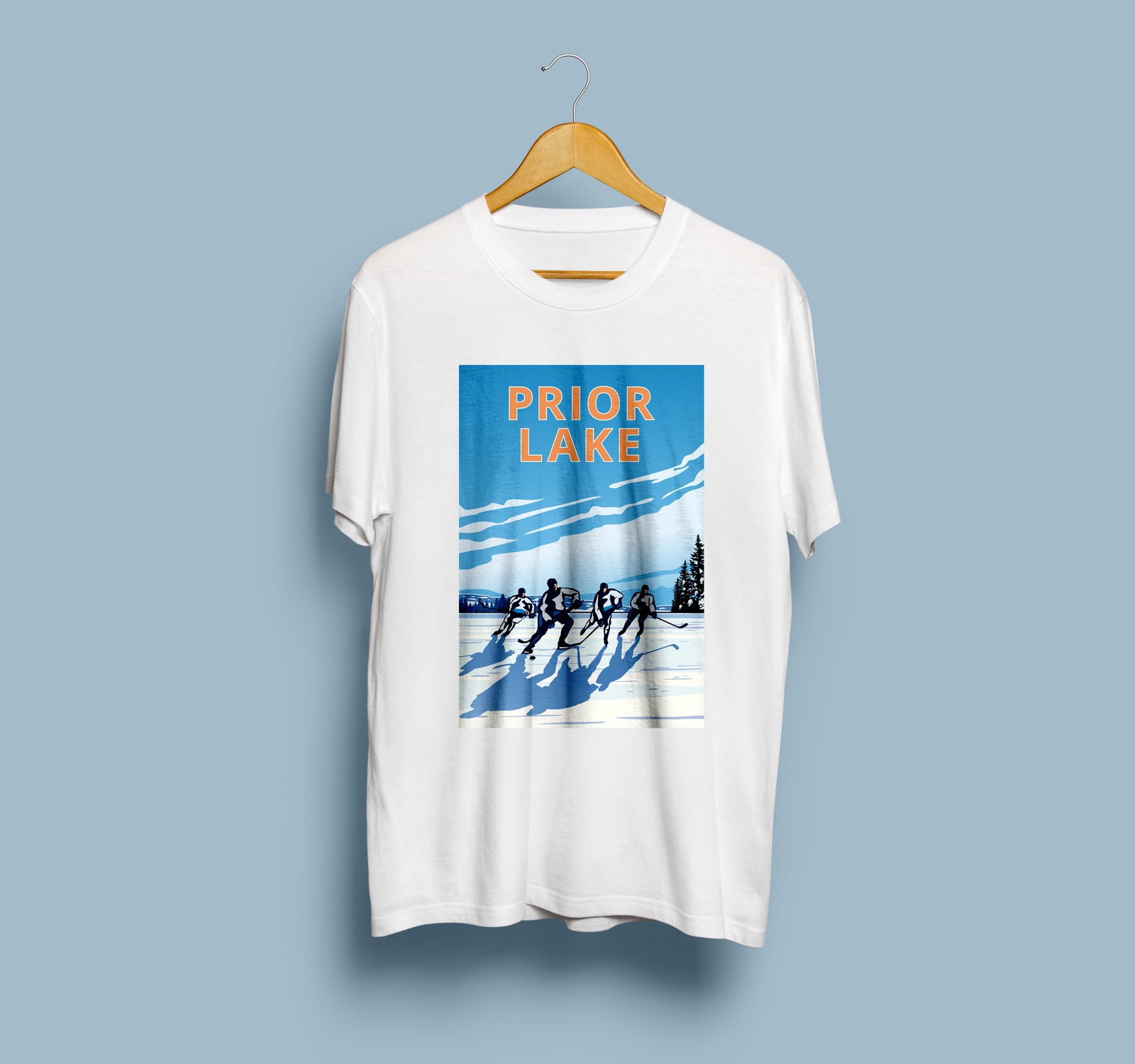 Landmark MN | Prior Lake Pond Hockey on White Unisex T-Shirt