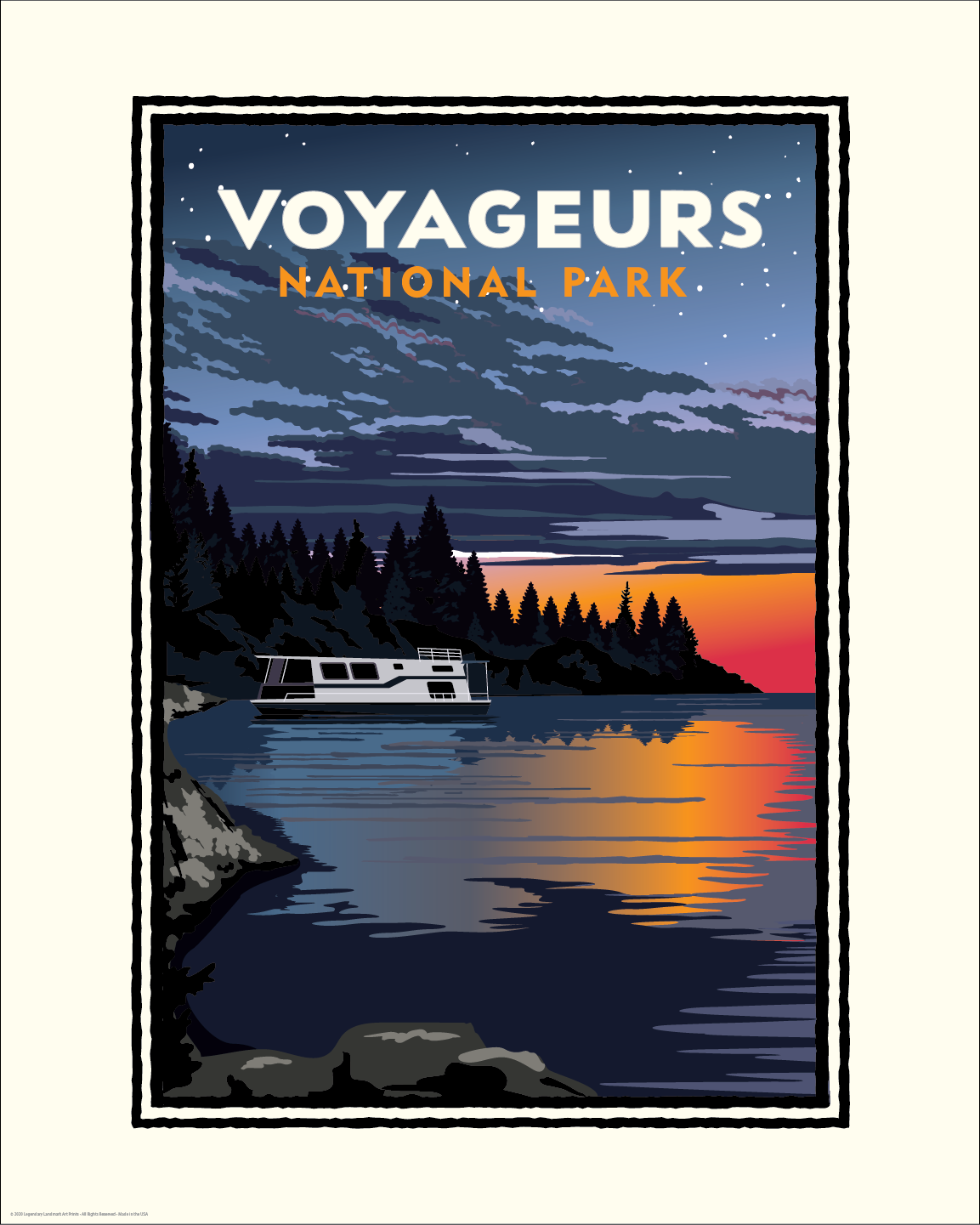 Landmark National Parks |  Voyageurs Rainy Lake Night
