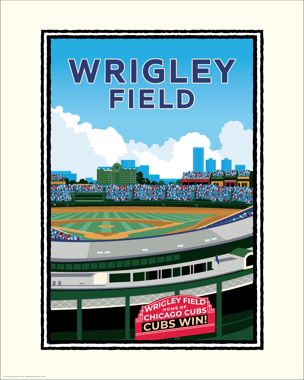 Landmark IL Wrigley Field Chicago Art Print Legendary Landmark