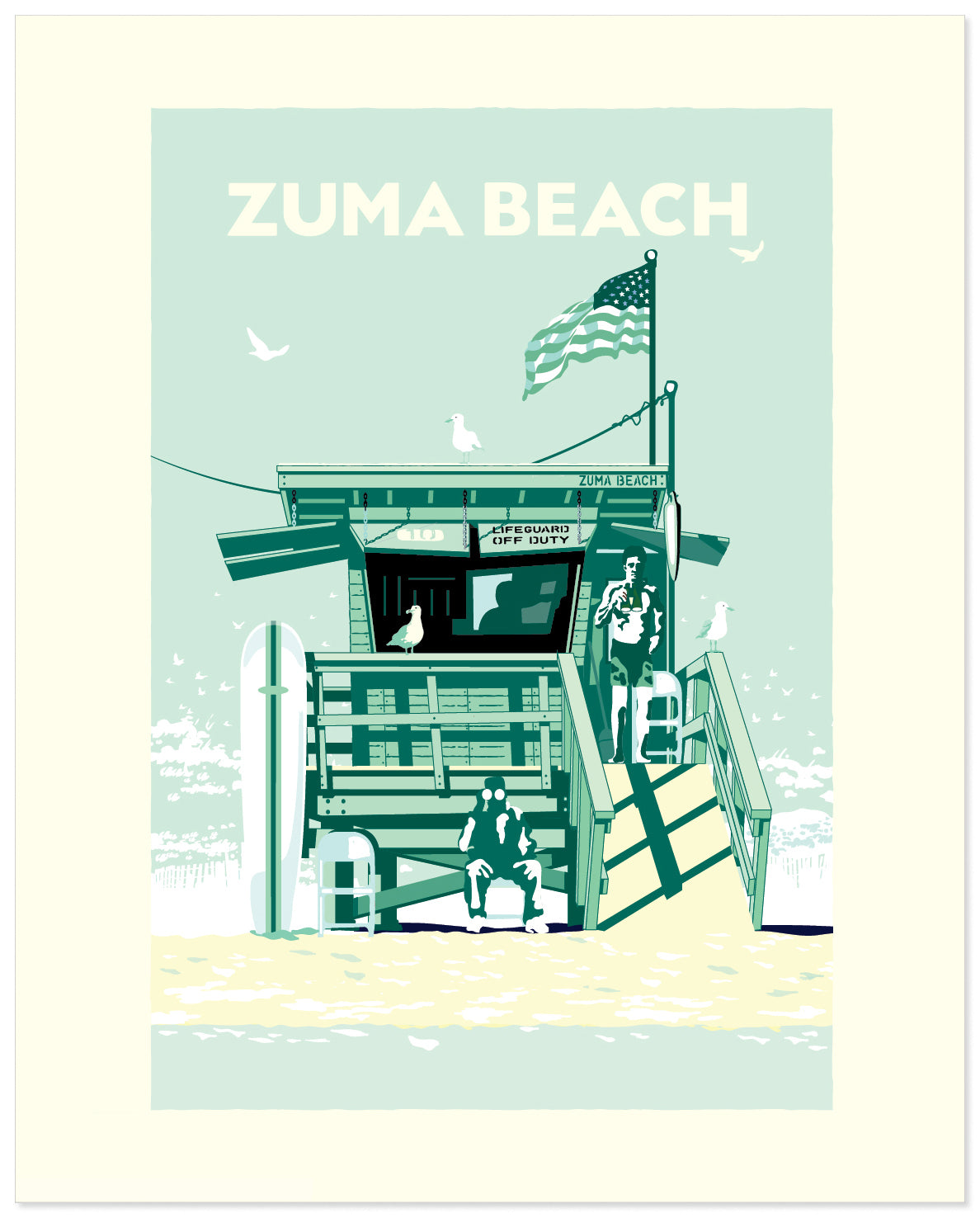 Landmark CA | Lifeguard Stand Zuma Beach Giclee Print