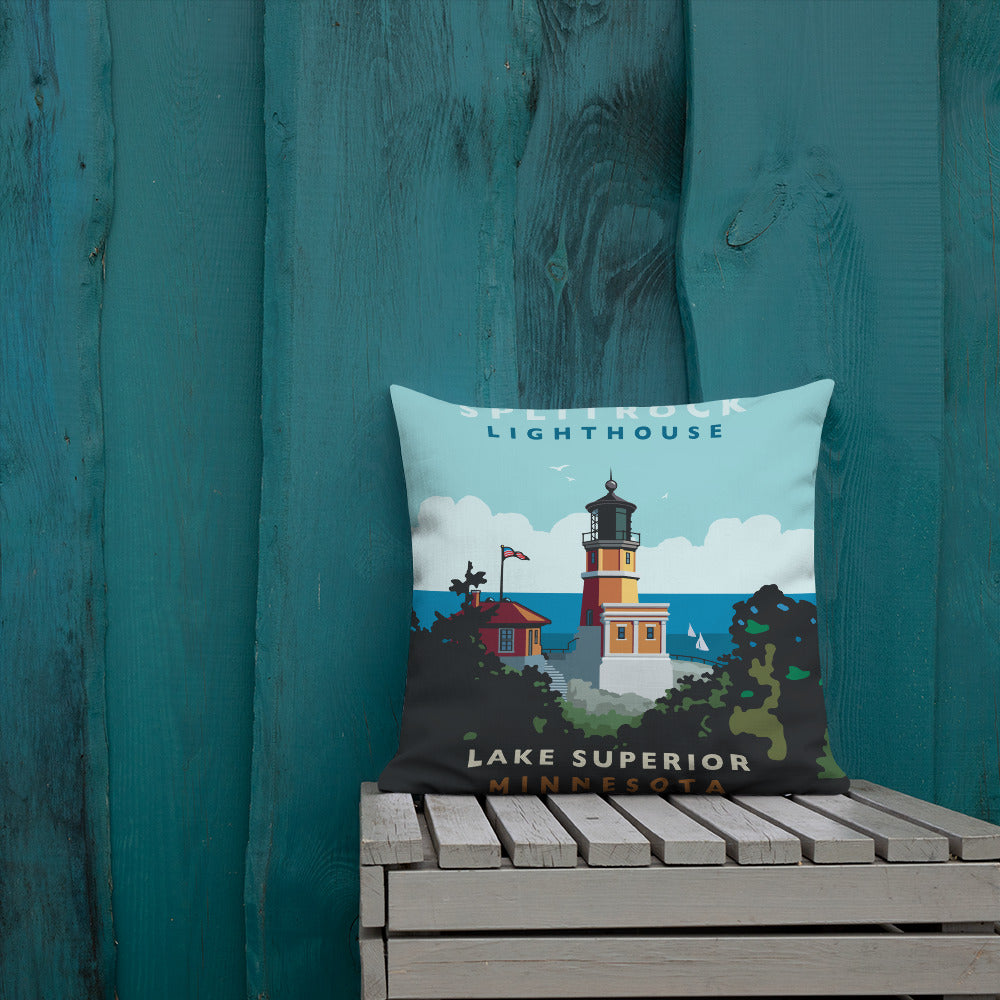 Landmark MN | Split Rock Lighthouse Day Throw Pillow