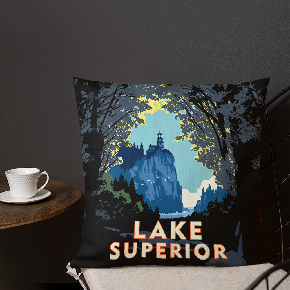 Landmark MN | Lake Superior Woods Throw Pillow