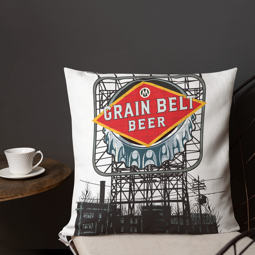 Landmark MN | Minneapolis Grain Belt Sign Throw Pillow